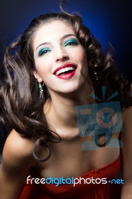 Sexy Beauty Girl With Red Lips Stock Photo