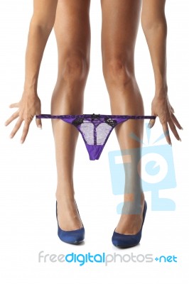 Sexy Girl Removing Panties Stock Photo