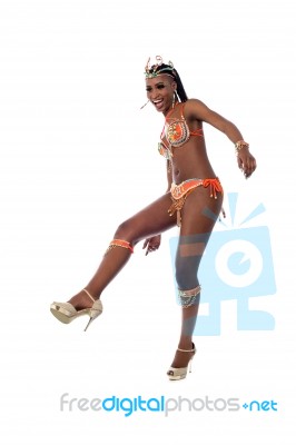 Sexy Samba Dancer Having  Fun Stock Photo