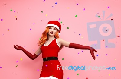 Sexy Woman In Christmas Outfit,3d Illustration Stock Image