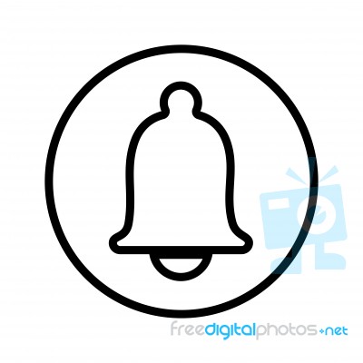 Sg171003- Of Bell Icon In Circle Line -  Iconic Desi Stock Image