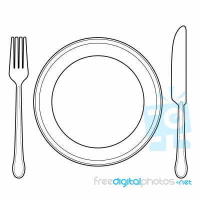 Sg171004a-plate Knife And Fork - Linear  Design Stock Image