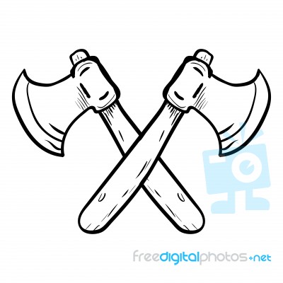 Sg171006-two Crossed Axes- Drawn Stock Image