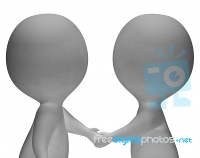 Shaking Hands 3d Characters Showing Partners And Friendship Stock Image