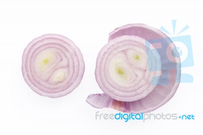 Shallots Still Life White Background Stock Photo