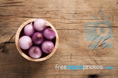 Shallots Still Life Wood Background Stock Photo