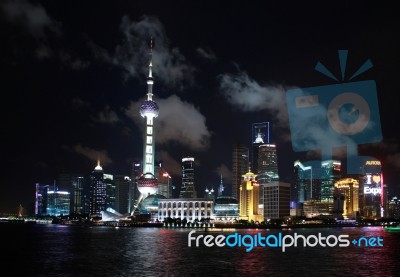 Shanghai Pudong At Night Stock Photo