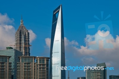 Shanghai Pudong View From Puxi Stock Photo