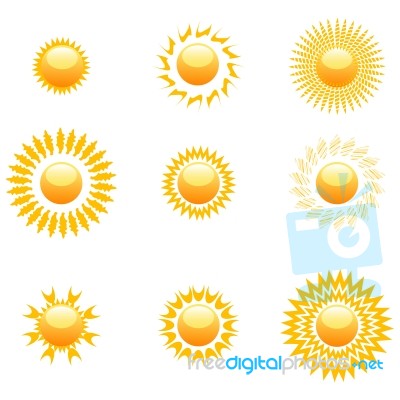 Shapes Of Sun Icons Stock Image