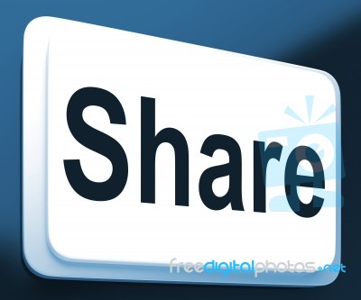Share Button Shows Sharing Webpage Or Picture Online Stock Image