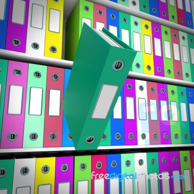 Shelves Of Files With One Falling Stock Image