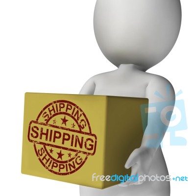 Shipping Box Means International Transport Of Goods And Products… Stock Image