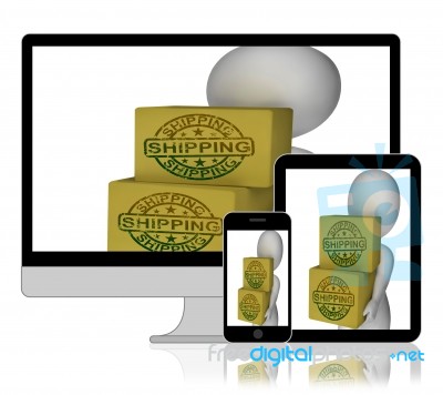 Shipping Boxes Display Freight Courier And Transportation Of Goo… Stock Image