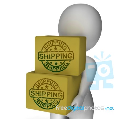 Shipping Boxes Show Freight Courier And Transportation Of Goods Stock Image