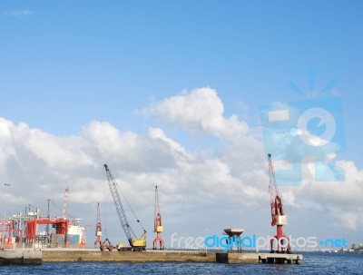 Shipyard In Lisbon Stock Photo