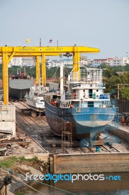 Shipyard In Thailand Stock Photo