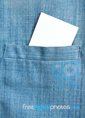 Shirt With Blank Card In Pocket Stock Photo