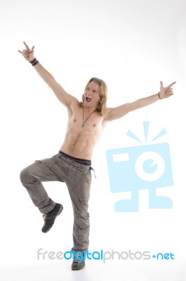 Shirtless Male Dancing Stock Photo