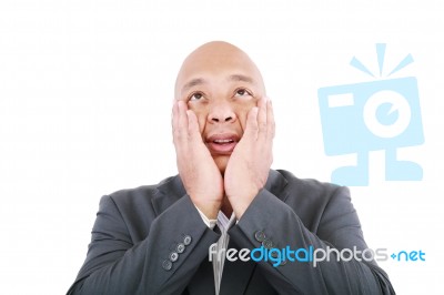 Shocked Man Looking Up Stock Photo Shocked Man Looking Up Stock Photo