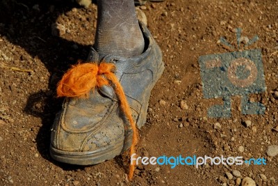 Shoes Broken Stock Photo