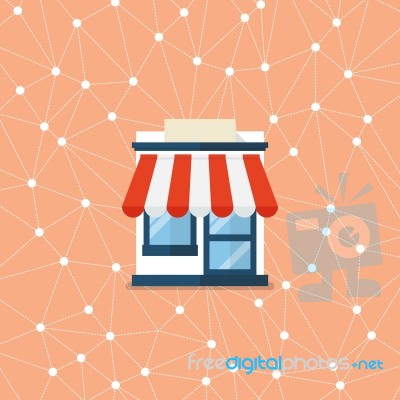 Shop Store With Network Background Stock Image