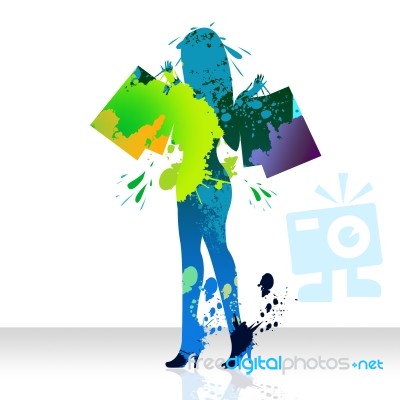Shopper Woman Means Retail Sales And Buying Stock Image