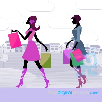 Shopper Women Means Retail Sales And Adults Stock Image