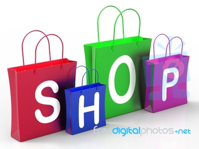 Shopping Bags Show Retail Store And Buying Stock Image