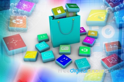 Shopping Basket With Media Boxes Stock Image