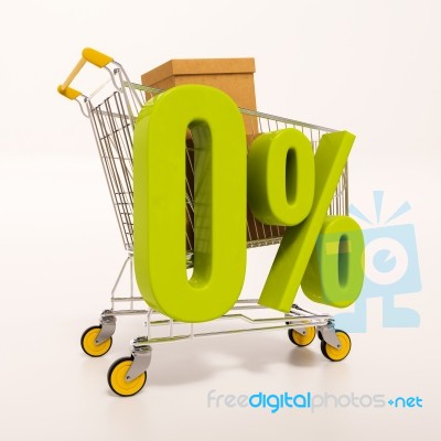 Shopping Cart And 0 Percent Stock Image