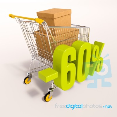Shopping Cart And 60 Percent Stock Image