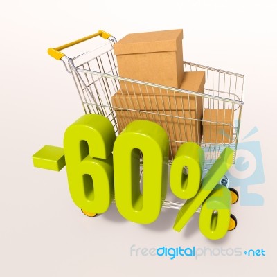 Shopping Cart And 60 Percent Stock Image