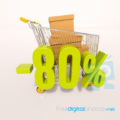 Shopping Cart And 80 Percent Stock Image
