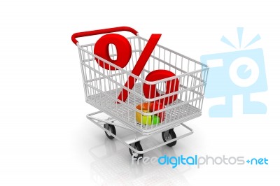 Shopping Cart With Percent Sign Stock Image