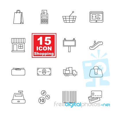 Shopping Icon Set On White Background Stock Image