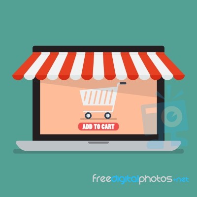 Shopping Online By Laptop Stock Image