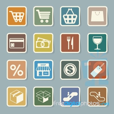 Shopping Sticker Icons Set Stock Image