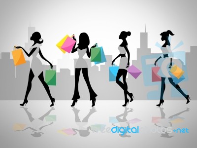 Shopping Women Shows Retail Sales And Adult Stock Image