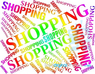 Shopping Word Indicates Commercial Activity And Buying Stock Image