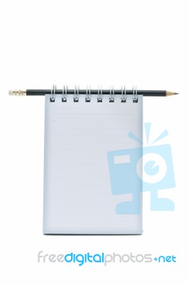 Short Notebook With Pencil Stock Photo