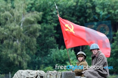 Should The Russian Army Be Using An Under Aged Female Soldier? Stock Photo