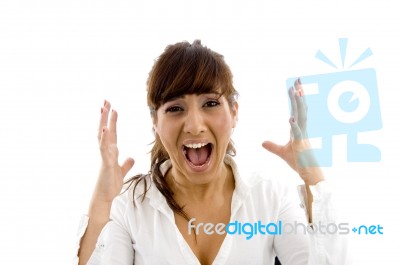 Shouting Young Lady Stock Photo
