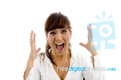 Shouting Young Lady Stock Photo