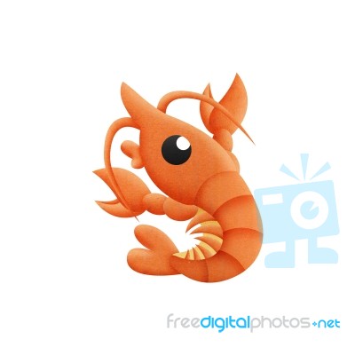 Shrimp Cartoon Is Animal In Underwater To Sea Of Paper Cut Stock Image
