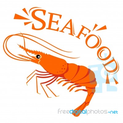 Shrimp Cartoon With Text For Seafood Concept Stock Image