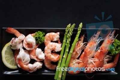 Shrimps. Prawns Isolated On A White Background .seafood Stock Photo