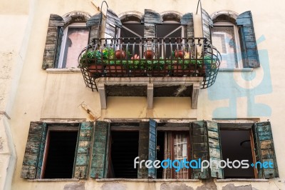 Shuttered Windows In Venice Stock Photo