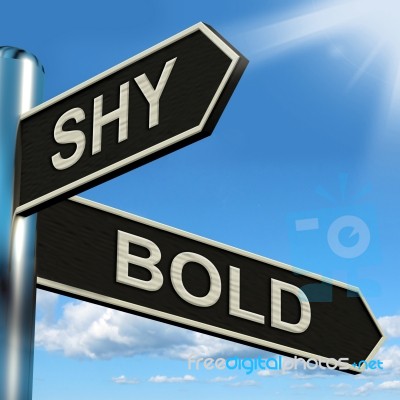 Shy Bold Signpost Means Introvert Or Extrovert Stock Image
