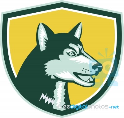 Siberian Husky Dog Head Crest Retro Stock Image