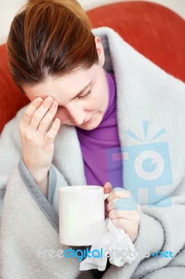 Sick Woman Having Headache Stock Photo